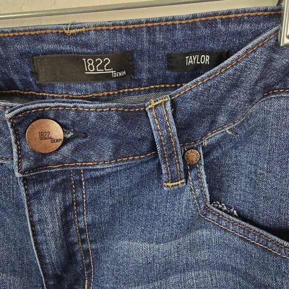 1822 Taylor Denim Cuff Denim Blue Jean Cropped Minimalist Causal Classic Size 8 - Picture 7 of 14